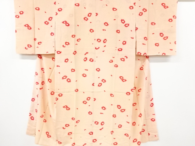 アンティーク　錦紗　花模様単衣長襦袢